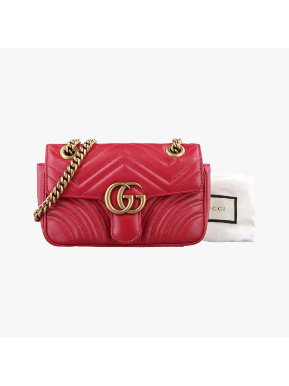 Gucci GG Marmont Red Leather Shoulder Bag